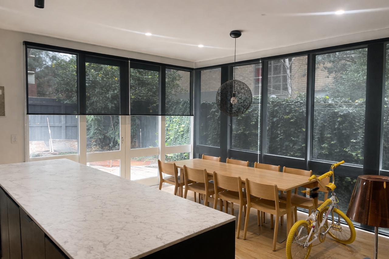 Sunscreen mesh roller blind Melbourne apartment — We Inspire Blinds